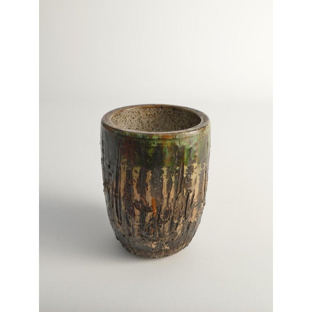 Scandinavian Modern Brutalist Stoneware Vase from Tilgmans, Sweden, 1960s For Sale - Image 17 of 18