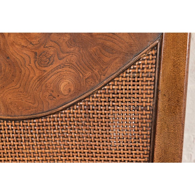 William Doezema for Mastercraft Mid-Century Modern Hollywood Regency Burl Wood and Cane Back Dining Chairs, Set of Four For Sale In South Bend - Image 6 of 12