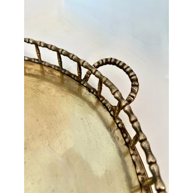 Oval Brass Bamboo Tray in the Style of Ralph Lauren For Sale - Image 9 of 12