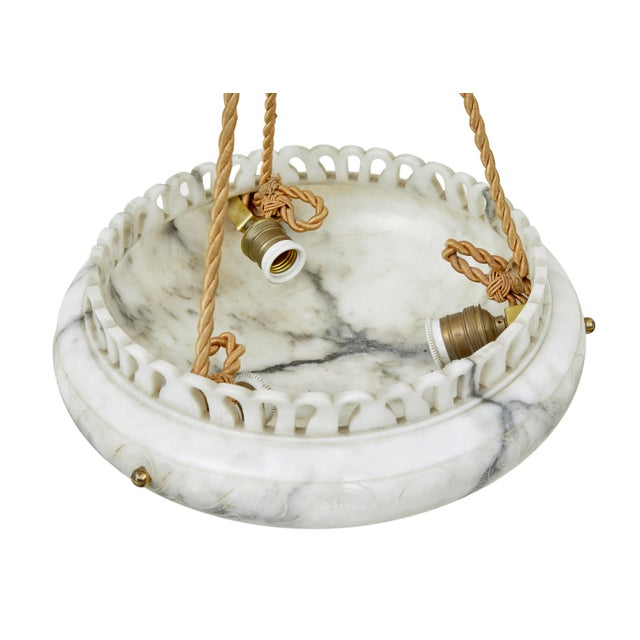 Art Deco Hand-Carved Alabaster Ceiling Light, 1930s For Sale - Image 11 of 12