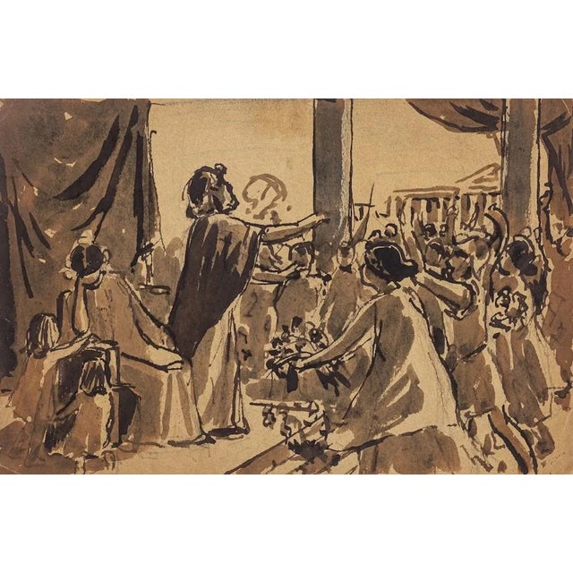 Roman Scene is a beautiful artwork in ink and watercolor realized by French artist Maurice Gueroult in late 19th Century....