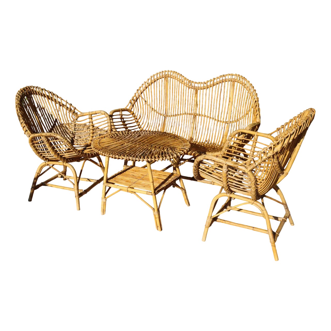 Rattan and Bamboo Garden Furniture attributed to Franco Albini