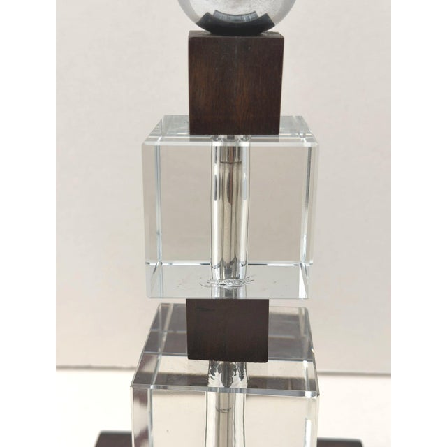 Vintage Art Deco Lamp Base in Wood and Glass, France, 1930 For Sale - Image 3 of 7