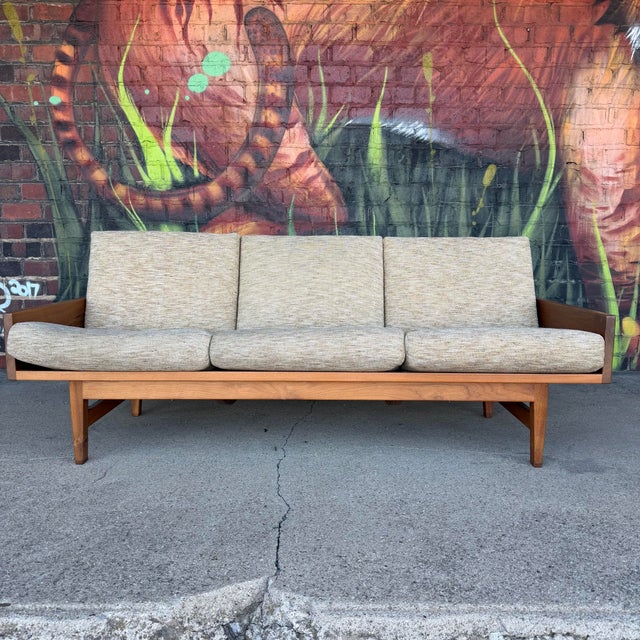 American Studio Solid Walnut Arden Riddle Sofa Mid Century Modern For Sale - Image 10 of 12