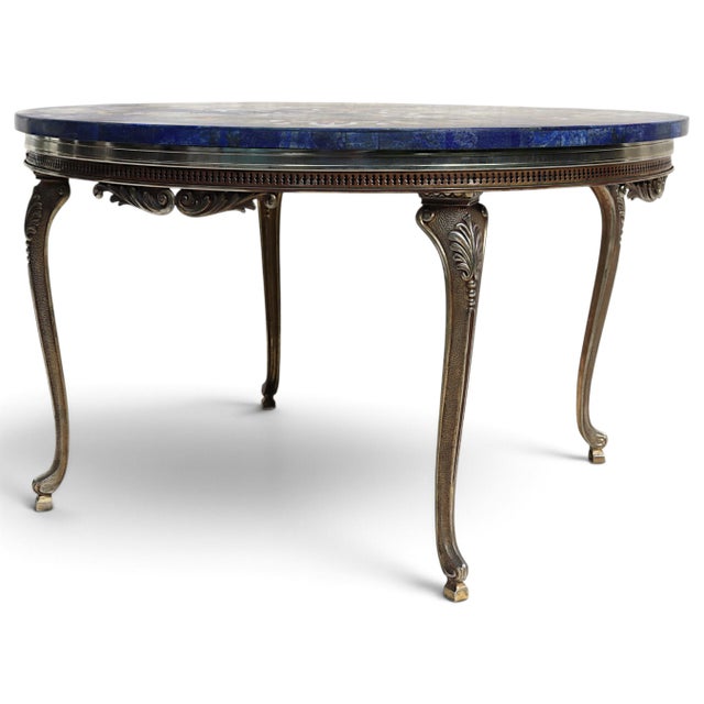 Lapis Lazuli Table with Brass Frame For Sale - Image 4 of 18