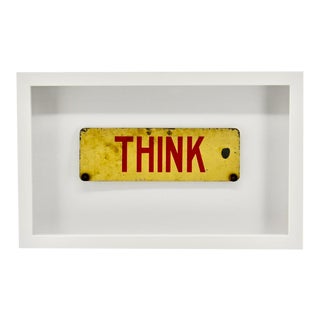 Vintage Hand Painted Sign "Think" Every One Can Use This... For Sale