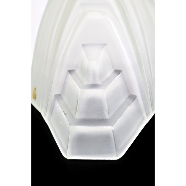 White Mid 20th Century Art Deco Style "Paris Star" Lamp Shade by Vianne Glass – Frosted Geometric Design For Sale - Image 8 of 8
