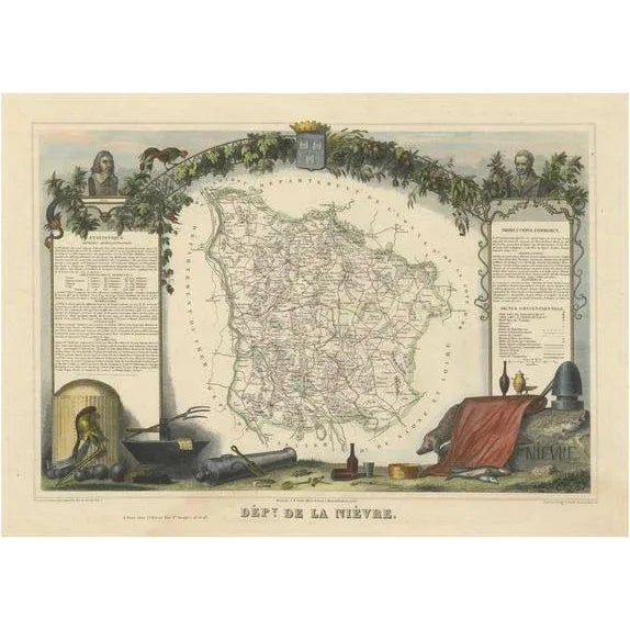 Map of the French Department of Nièvre For Sale - Image 6 of 6