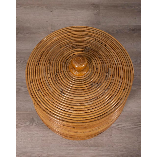 Brown Vintage Italian Bamboo Container Basket, 1960s For Sale - Image 8 of 10