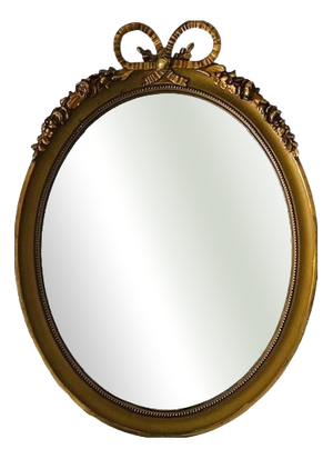 Mid-Century Baroque French Bow Gold Mirror in Wood, 1950s