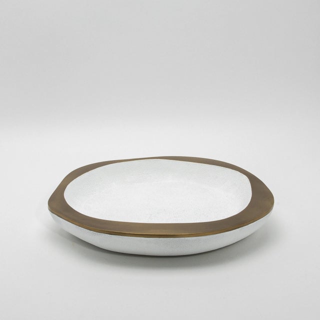 R & Y Augousti Bowl in White Shagreen With Bronze Patina Brass Details by R&y Augousti For Sale - Image 4 of 9
