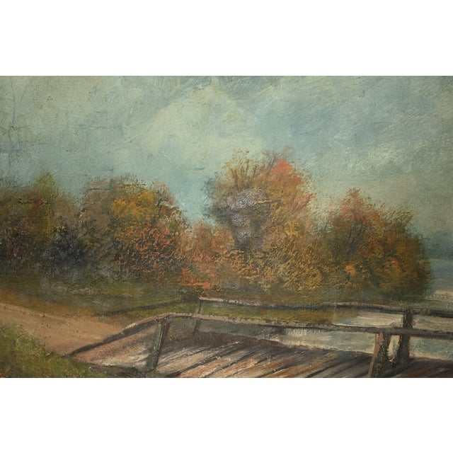 Early 20th Century Allan Rutherford Wilber Original Artist Signed "River Walk" Oil Painting on Canvas in Carved Giltwood Frame For Sale - Image 5 of 14