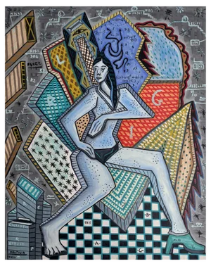 Mario D'altilia, Figure and Technical Composition, 2022, Oil on Canvas