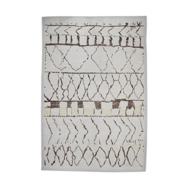 Beige Early 21st Century Beige & Brown Modern Moroccan Style Wool Rug 10' X 14'9" For Sale - Image 8 of 8
