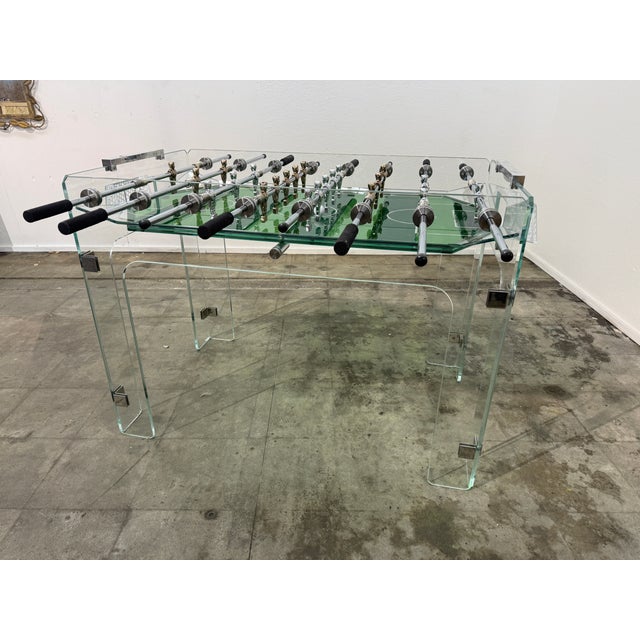Glass Vintage Lucite & Crystal Glass Foosball Table, Italy, 1970s For Sale - Image 7 of 13