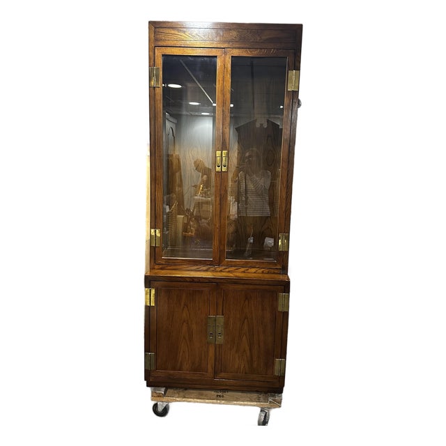 Henredon Scene One Campaign Curio Cabinet For Sale