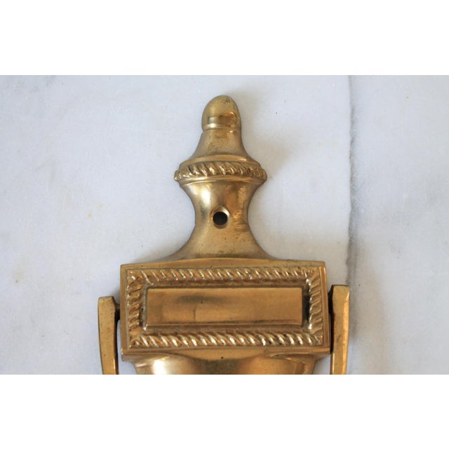 Metal Vintage Traditional Solid Brass Urn-Style Door Knocker For Sale - Image 7 of 9