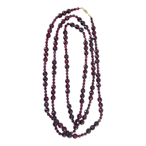 Vintage Bohemian Czech Faceted Glass Beads Necklace 29" H