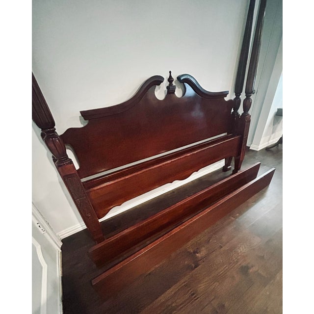 Wood King Size Mahogany Chippendale Limited Edition 'Cochran' Four Poster Rice Bed For Sale - Image 7 of 12