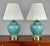 1970’s Teal Glass and Brass Ginger Jar Table Lamps For Sale - Image 11 of 11