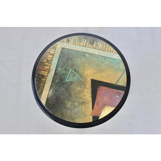1980s Milano Memphis Style Circular Black Lacquered Painted Mushroom Nesting Side Tables - A Pair For Sale - Image 9 of 17