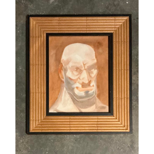 Vintage Boho Original Portrait of Man For Sale In West Palm - Image 6 of 7
