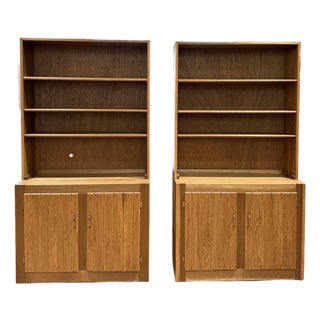 Pair of Custom Solid Cherry Mid-Century Style Hutches / Bookcases by f.w. Lindeman For Sale