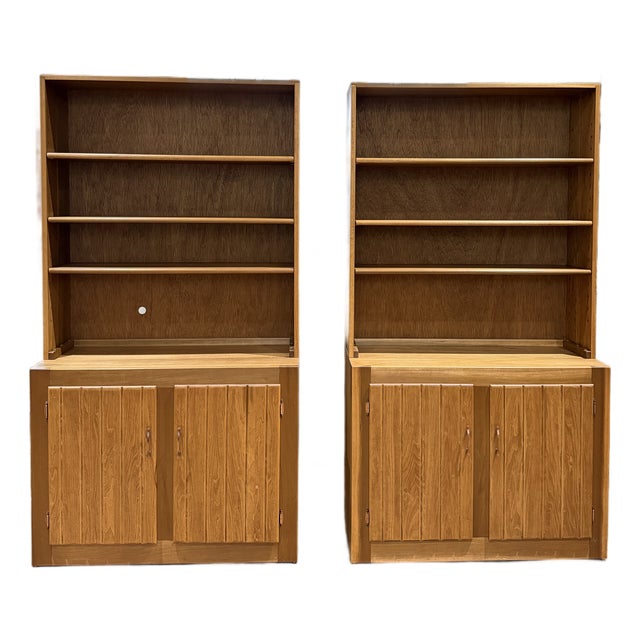 Pair of Custom Solid Cherry Mid-Century Style Hutches / Bookcases by f.w. Lindeman For Sale