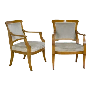Vintage Velvet Upholstered Armchairs by Baker Furniture -A Pair