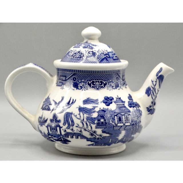 English Blue Willow Ware Teapot For Sale - Image 6 of 9