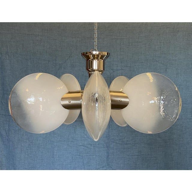 Space Age Ceiling Light in Steel and Glass, 1970s For Sale - Image 5 of 16