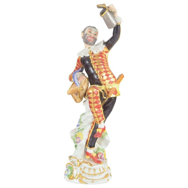 Porcelain Figure of Harlequin in Commedia Dell'Arte Costume from Meissen For Sale - Image 11 of 11