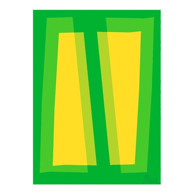 Yellow and Green Transparencies Fine Art Print 14" X 20" by Liz Roache For Sale