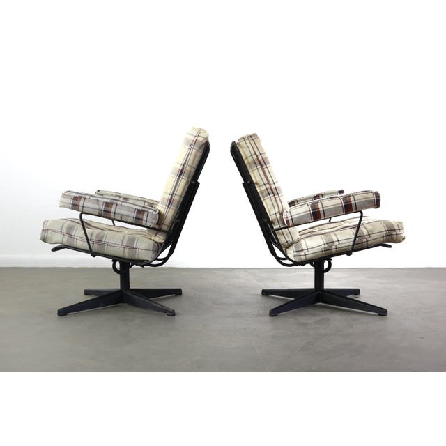 Ingmar Relling Vintage Black Leather Sling Lounge Chairs by Odd Knutsen with Metal Bases - a Pair For Sale - Image 4 of 7