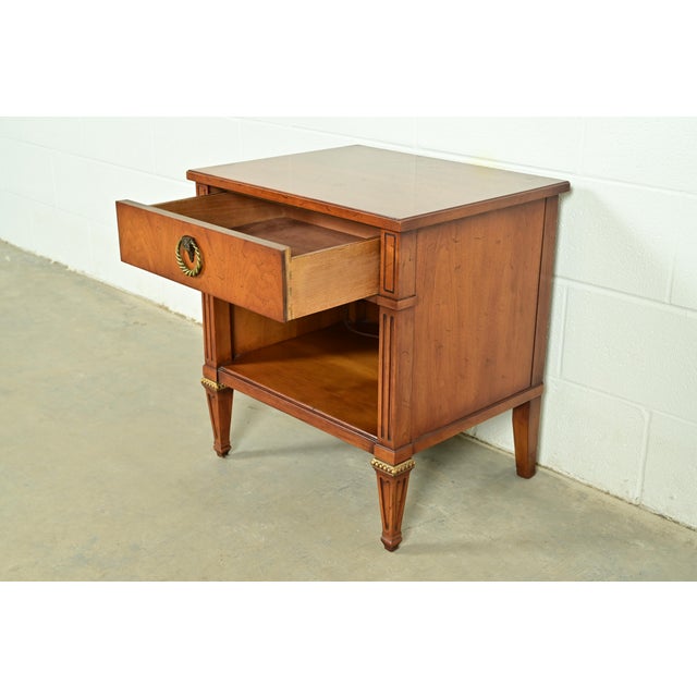 Wood Henredon French Regency Louis XVI Carved Walnut Nightstand, Circa 1960s For Sale - Image 7 of 18