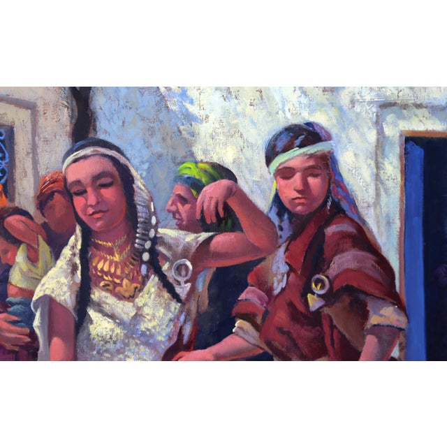 Musicians in the Street Jalal Gharbi 1970 Oil on Canvas 36 x 48 in. (91.44 x 121.92 cm) An oil painting of Middle Eastern...