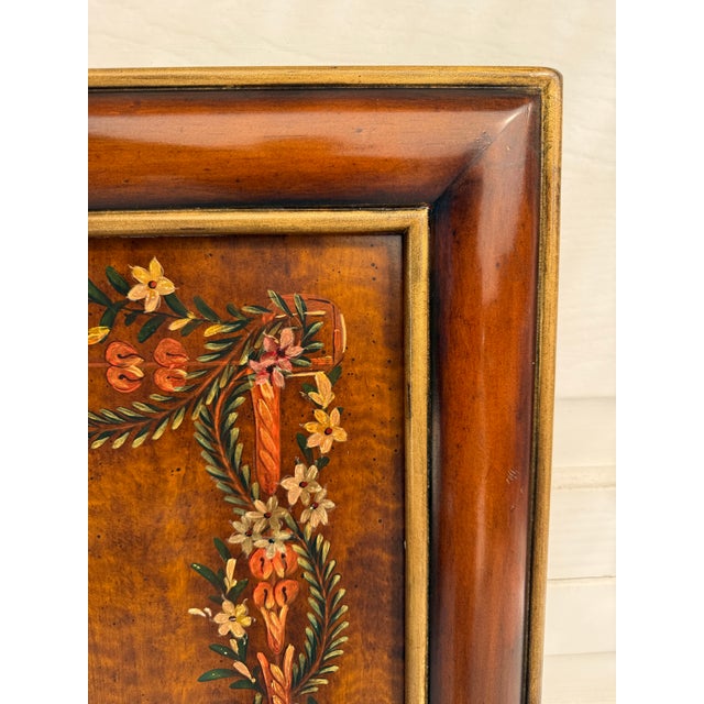 Wood Mid-20th Century Neoclassical Style Floral Urn Painting on Wood Panel in Wood Frame For Sale - Image 7 of 10