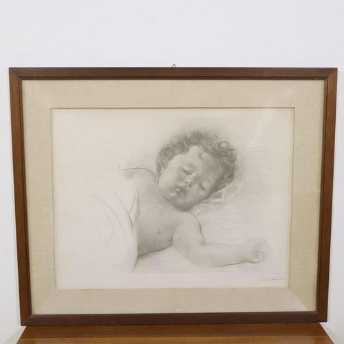 Paper Messina, a Sleeping Child, 2000s, Pencil Drawing on Paper, Framed For Sale - Image 7 of 7
