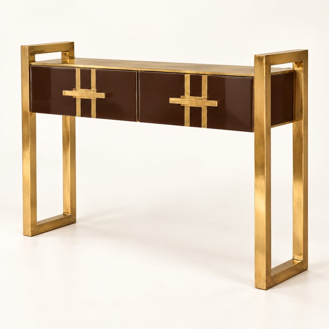 Contemporary Italian Console Table in Chocolate Murano Glass from Justfurnituress SRL For Sale - Image 3 of 9