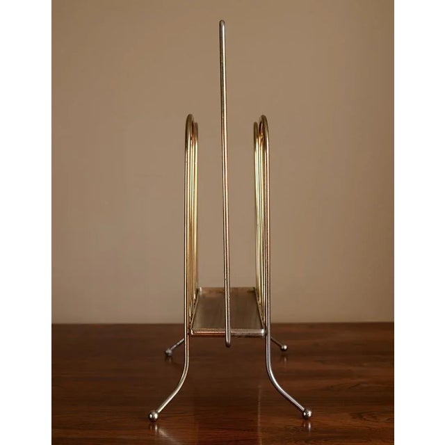 1950s Mid-Century Modern Brass Magazine Rack For Sale - Image 5 of 8