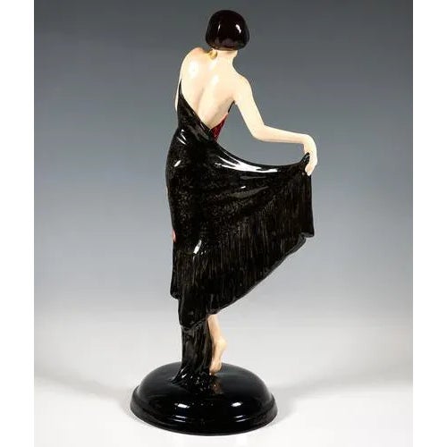 Art Deco Spanish Figure with Shawl by Josef Lorenzl for Goldscheider, Vienna, 1929 For Sale - Image 3 of 7
