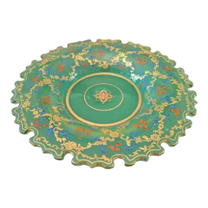 Antique Bohemian Glass Moser Jade Opaline Plate 24k