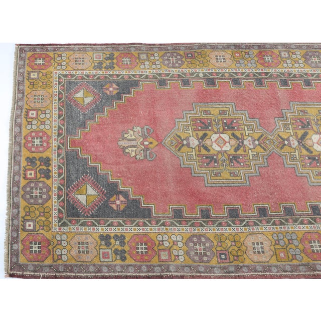 Vintage Anatolian Rug With Tribal Floral Motifs - Bold Geometric Turkish Rug in Earthy Tones -3' 11'' X 7' 7'' For Sale - Image 10 of 10