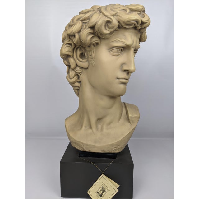 Neoclassical Late 20th Century Large Michelangelo David Bust Sculpture by House Parts Inc. Atlanta With Original Tag For Sale - Image 3 of 10