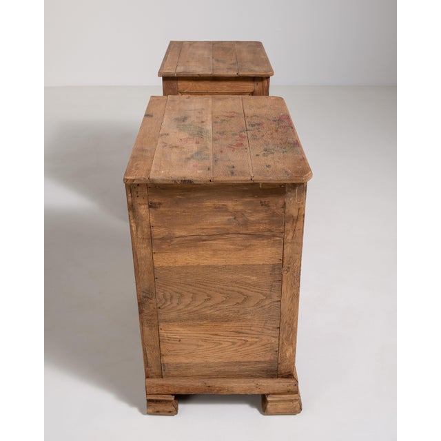 Pair of Oak Chests of Drawers with Brass Hardware, Antique, France, Early 20th Century For Sale - Image 10 of 16