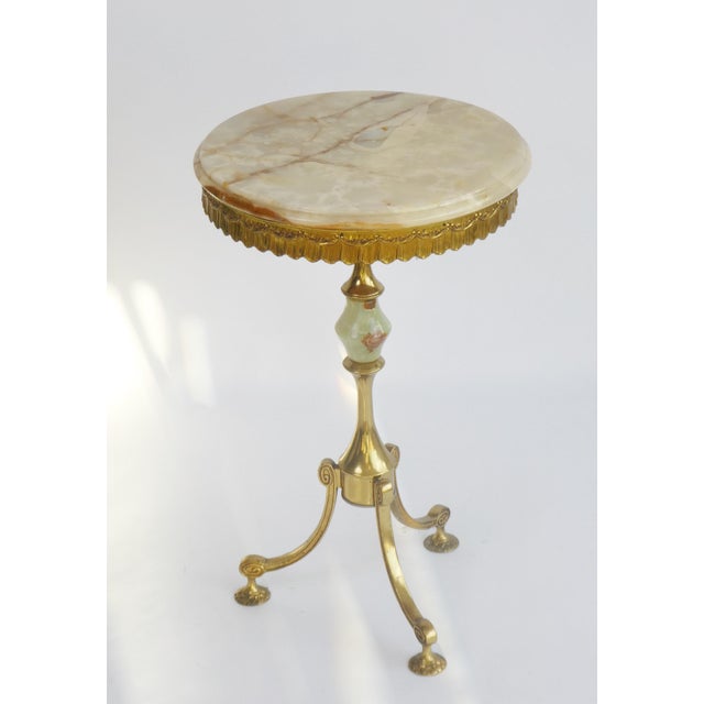 1960s Vintage Marble Tripod Table with Brass Legs, 1960s For Sale - Image 5 of 8