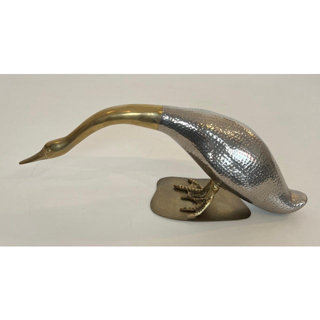 Silver 1970s Set of 2 silver and brass ducks For Sale - Image 8 of 12