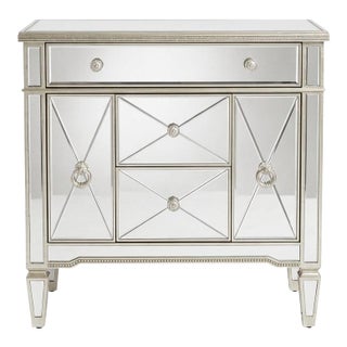 Vintage Mirrored Chest With Patinated Silver Finish For Sale