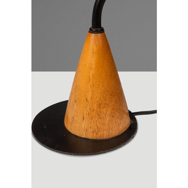 Mid-Century Post Modern Memphis-Style 'Ufo' Adjustable Halogen Table Desk Lamp W/ Oak Base, C. 1980s For Sale - Image 17 of 17
