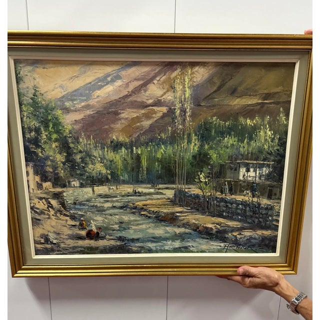 Original mid-century oil painting by Armenian-Iranian artist Arthur Sarkissian, dated Tehran, 1974. This richly textured...